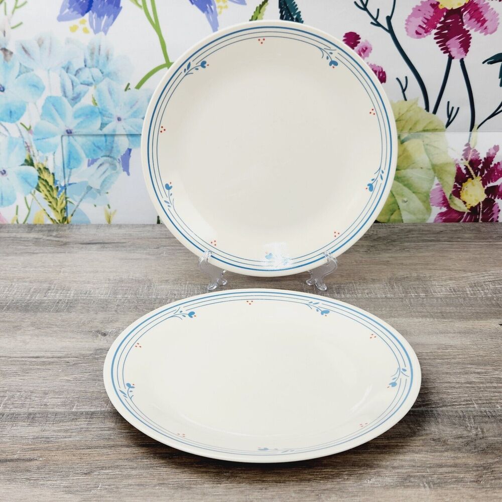 Corelle Country Violets 10 1/4 " Dinner Plates Lot of 2 Corning Vintage